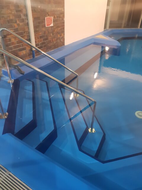 Detailed view of the completed polyurea spa pool lining