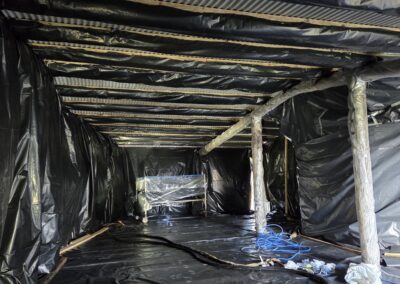 Prepared roof deck before spray foam insulation application