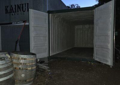 Wide view of fully insulated shipping container interior